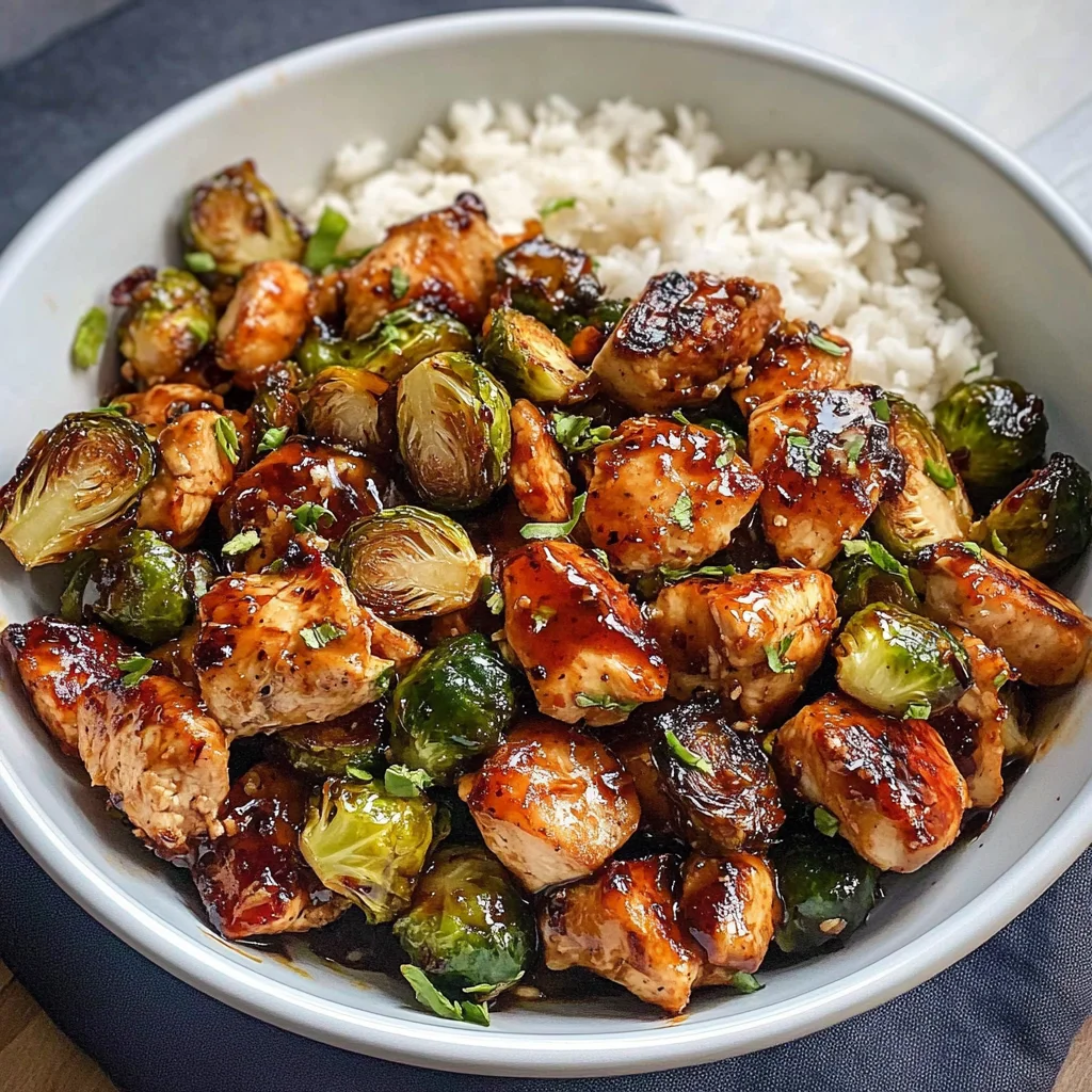 Air Fryer Sweet Chili Chicken and Brussels Sprouts