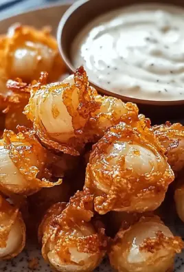Bite-Sized Blooming Onions with Buttermilk Ranch Dip Delight