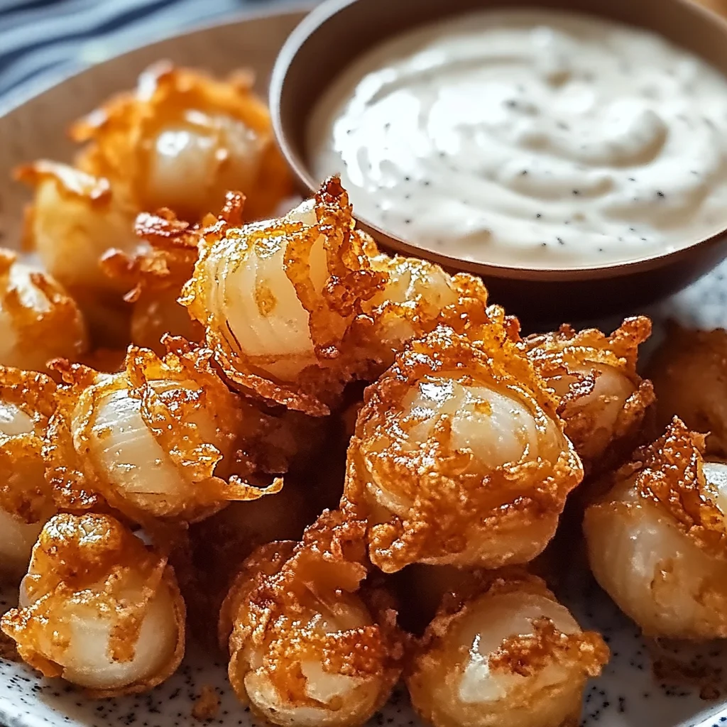 Bite-Sized Blooming Onions with Buttermilk Ranch Dip Delight