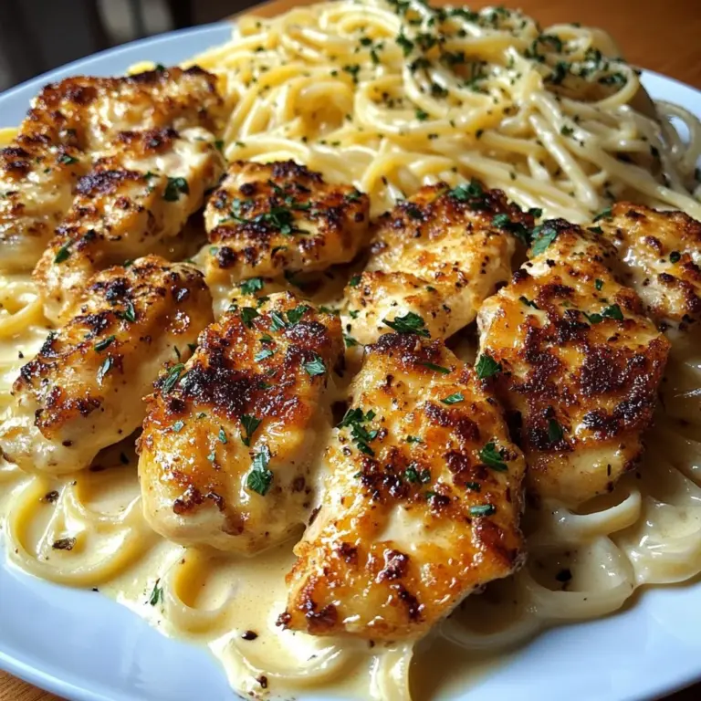 Creamy Cheddar Garlic Butter Chicken Linguine