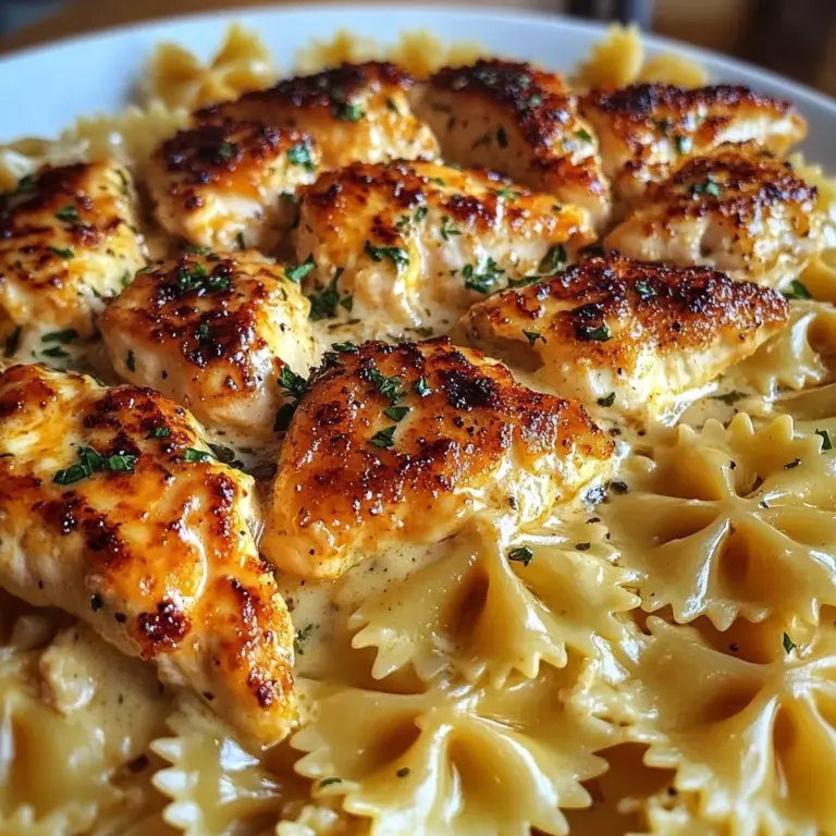 Creamy Cheddar Parmesan Bowties with Garlic Butter Chicken