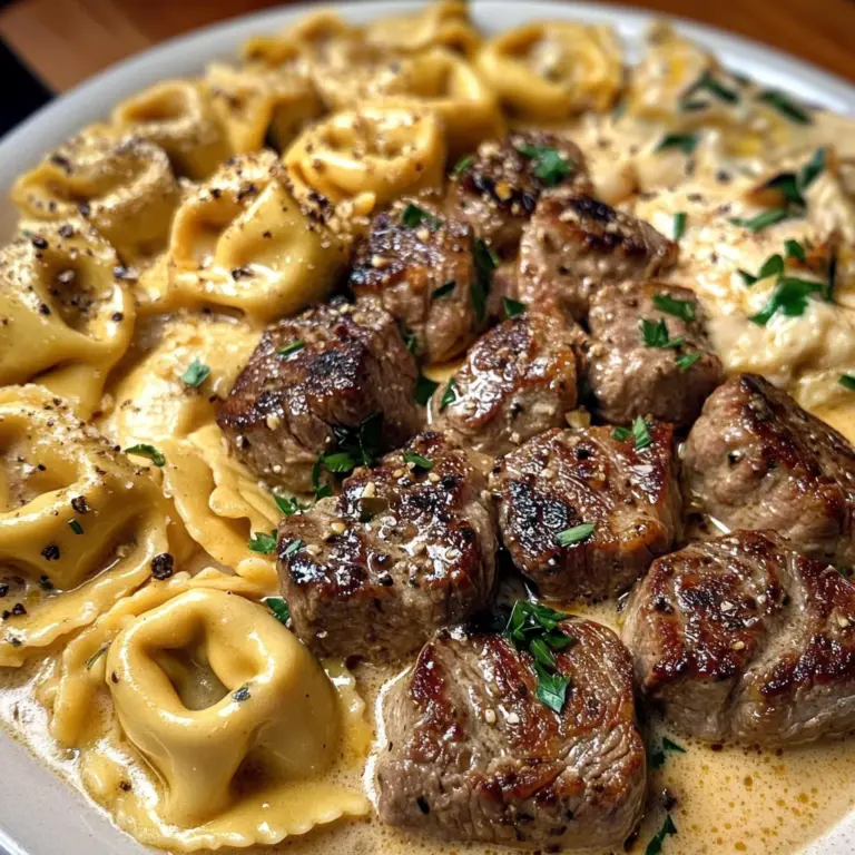 Creamy Garlic Steak Tortellini with Parmesan
