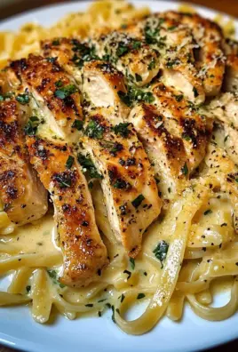 Garlic Butter Chicken Linguine with Parmesan Cheese Sauce
