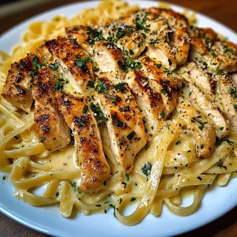 Garlic Butter Chicken Linguine with Parmesan Cheese Sauce