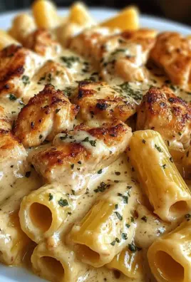 Garlic Chicken Rigatoni with Parmesan Cheddar Sauce