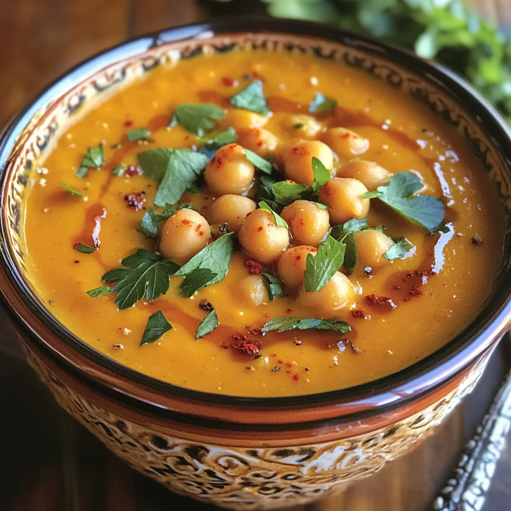 Moroccan Sweet Potato Soup with Chickpeas