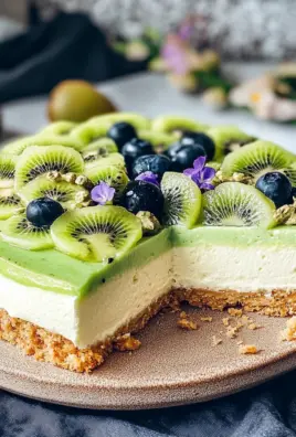 No Bake Kiwi Cheesecake - Veganer Käsekuchen ohne Backen