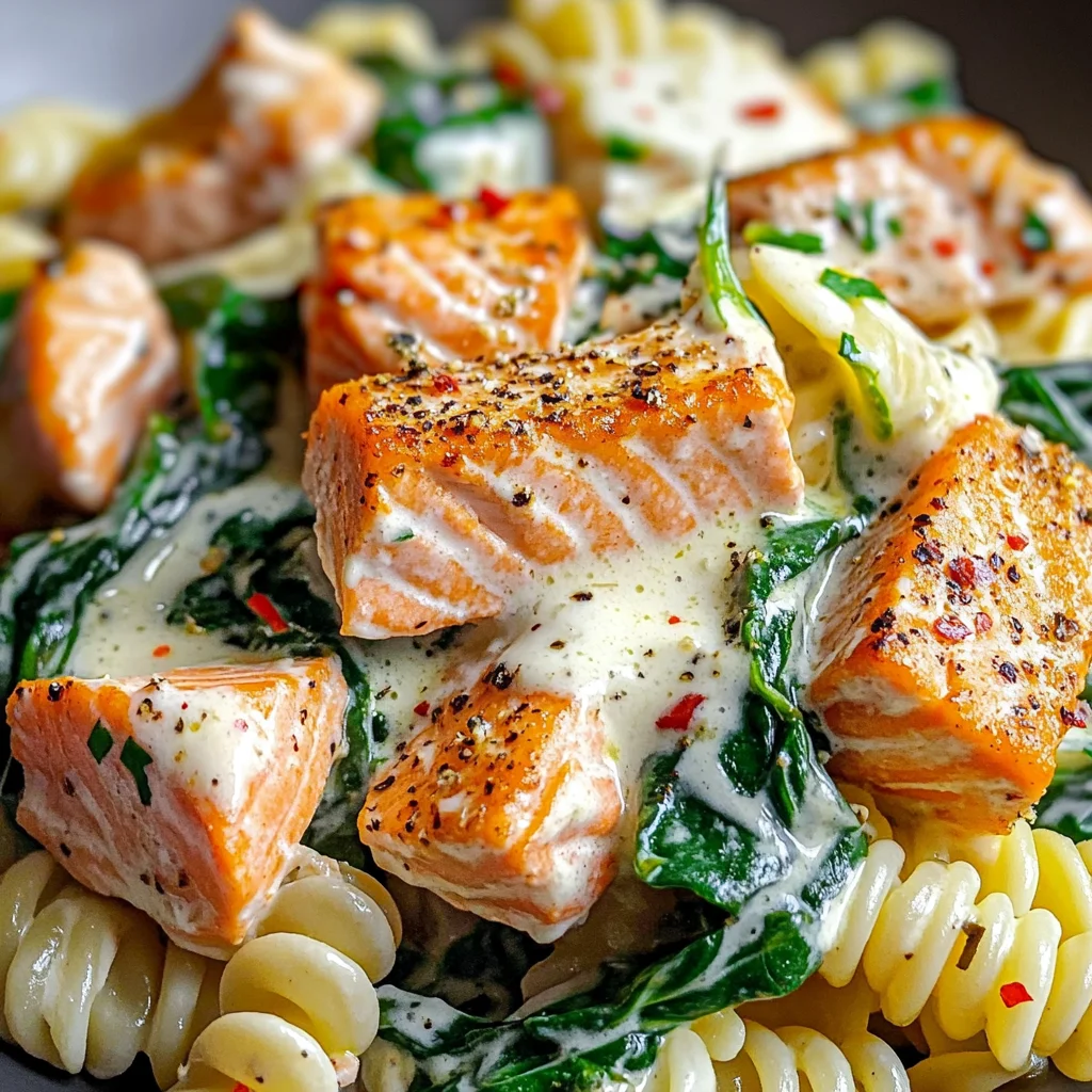Quick Salmon & Spinach Pasta