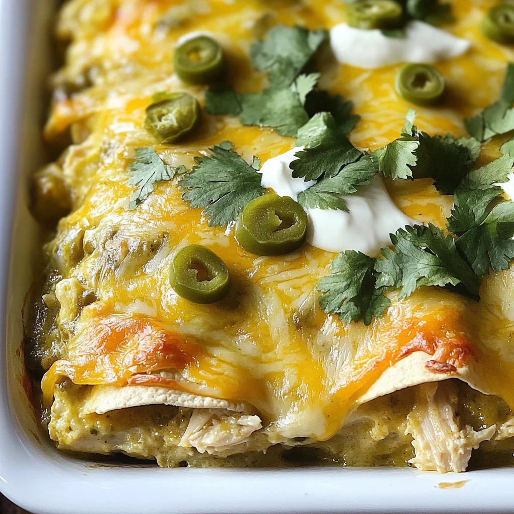 Quick and Easy Green Chile Chicken Enchilada Casserole
