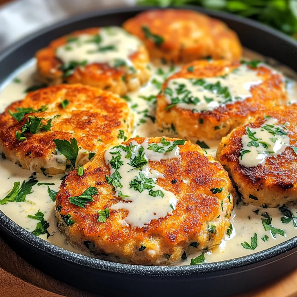 Salmon Patties with Creamy Lemon-Garlic Sauce