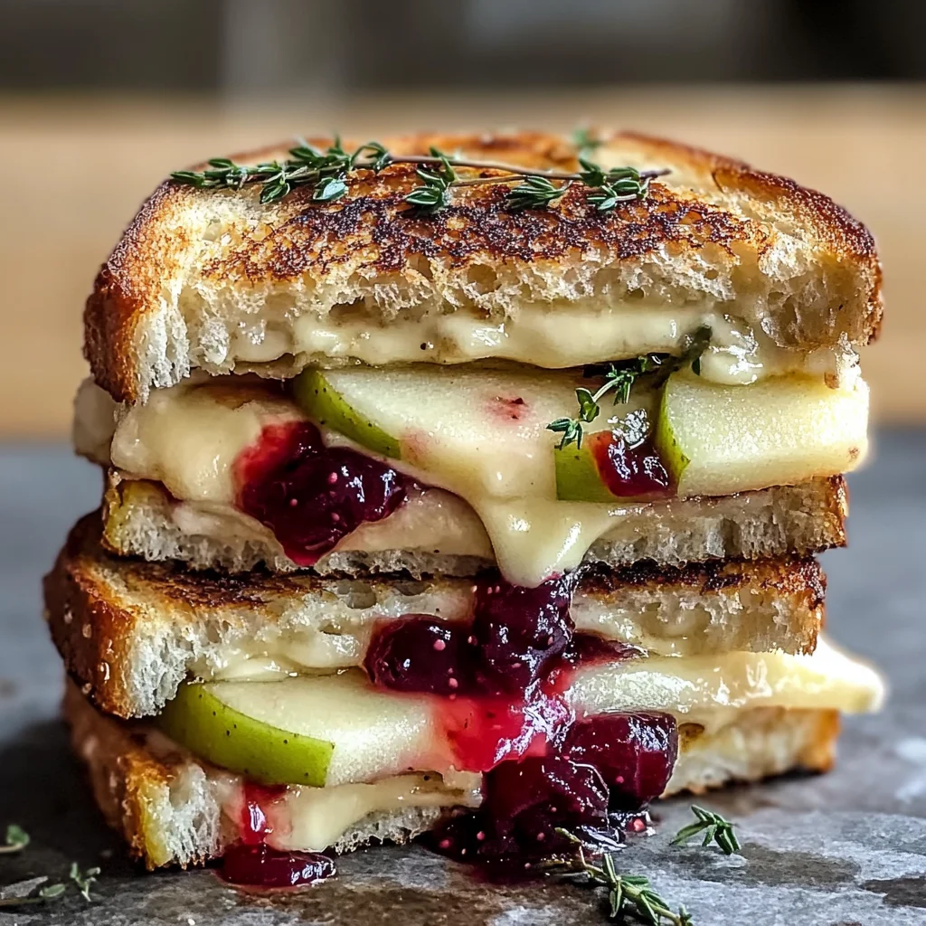 Sweet and Savory Brie, Apple & Cranberry Grilled Cheese