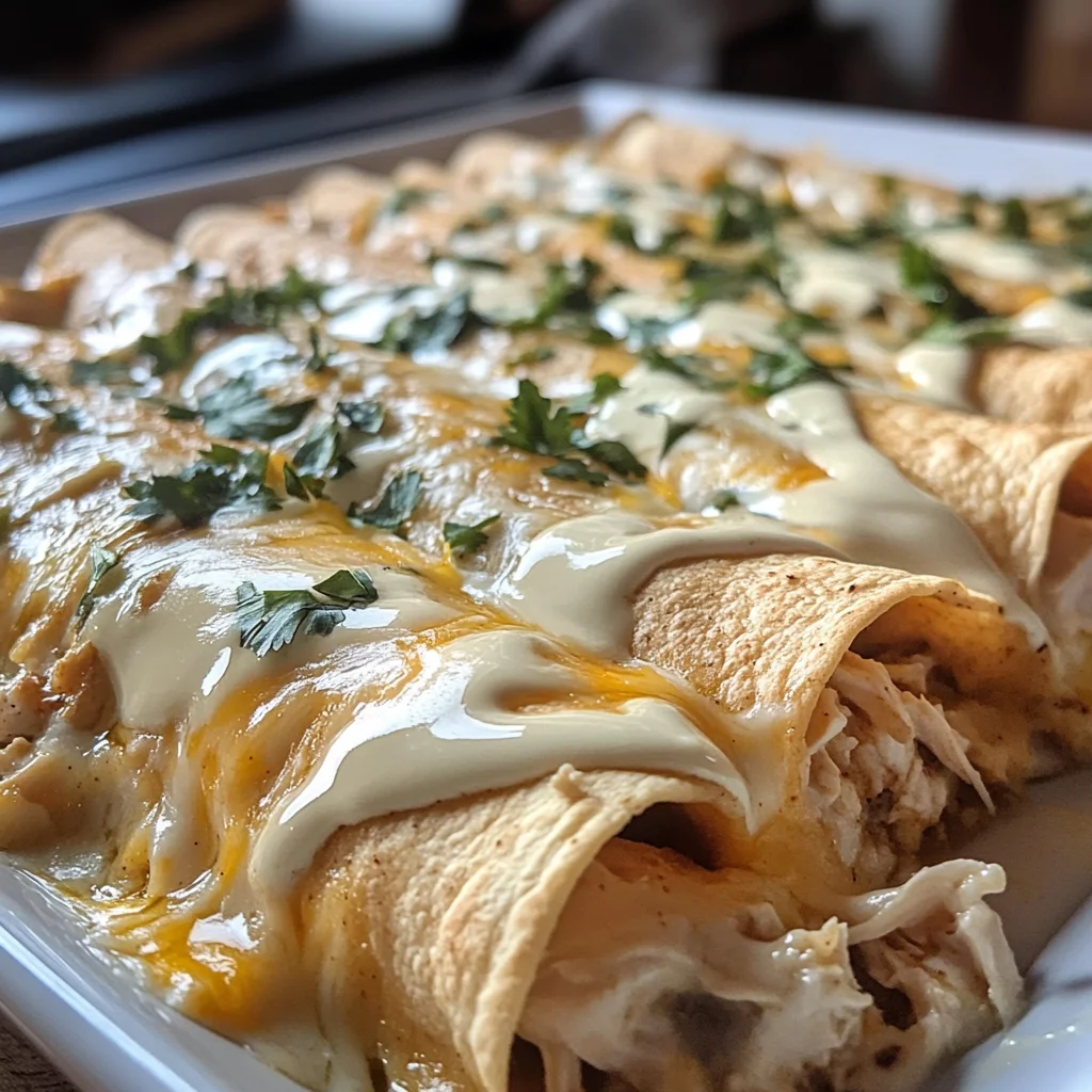 38g Protein Chicken Enchiladas with Dreamy White Sauce