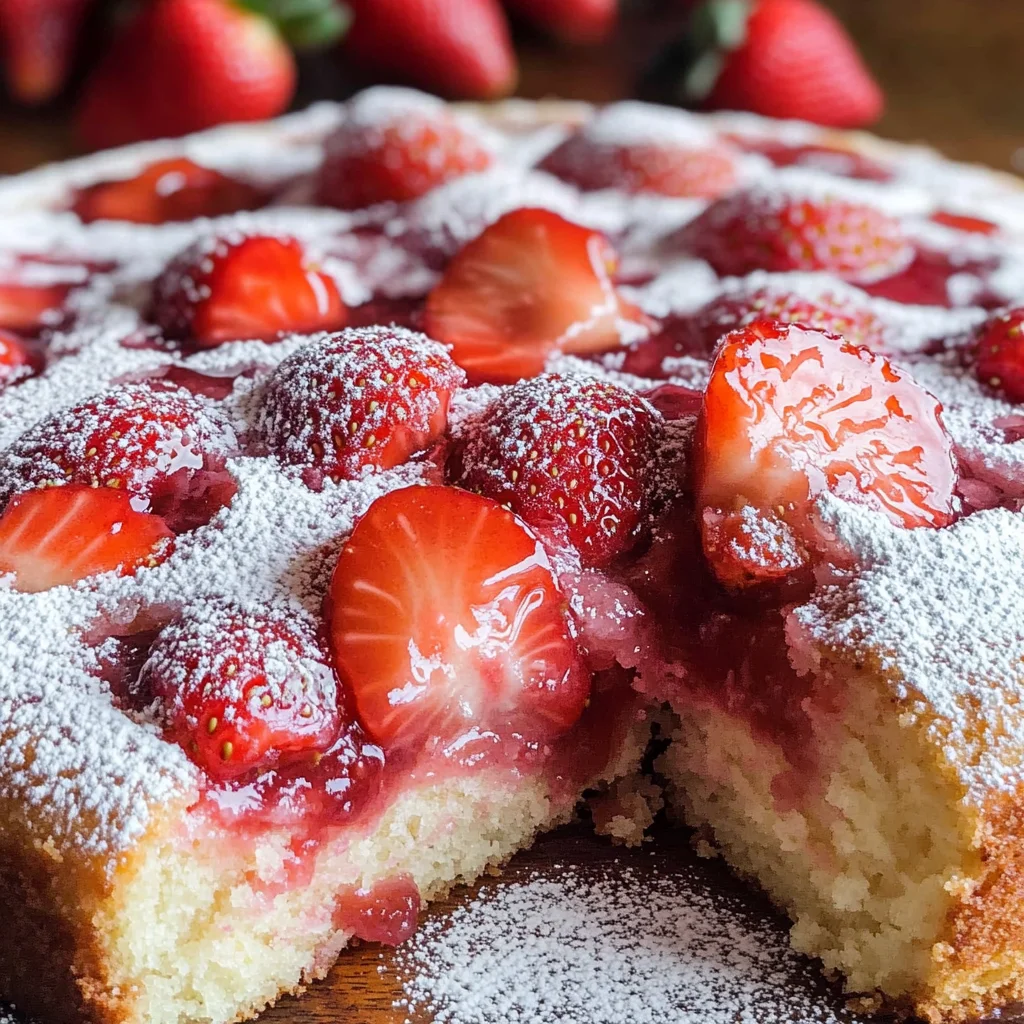 Easy Strawberry Cake with Strawberry Sauce