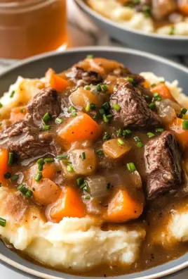 Fall Apple Cider Stew over Mashed Potatoes