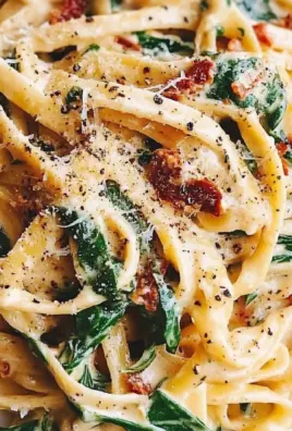 Linguine with spinach and sun-dried tomato cream sauce