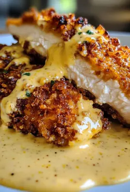 Savory Pretzel Chicken with Mustard-Cheddar Sauce Delight